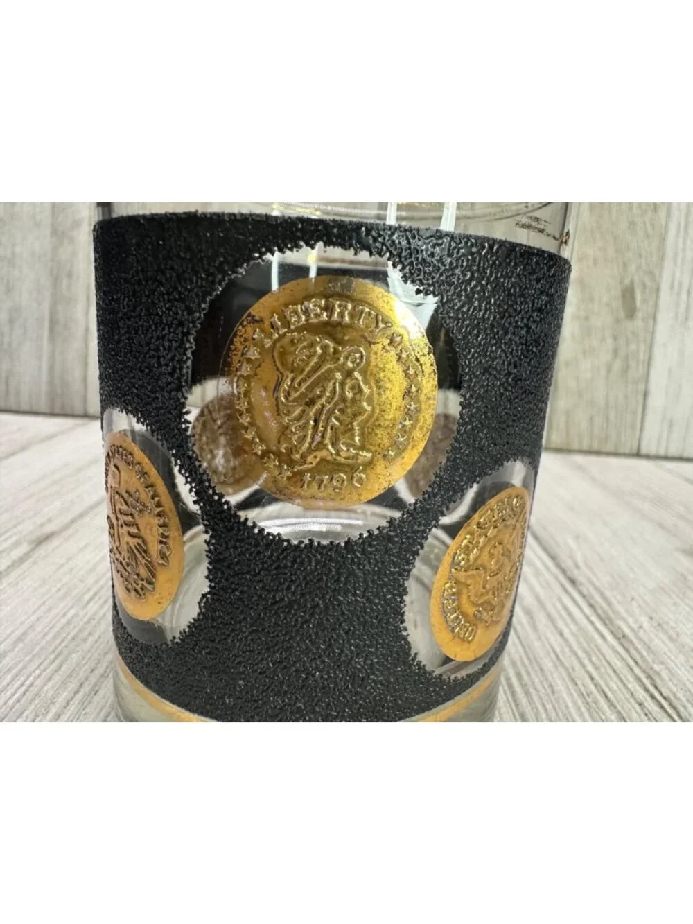 Vtg Libbey Gold Coin Lowball Whiskey Glasses Old Fashion Barware 3.5